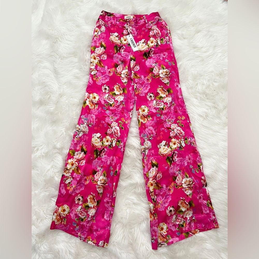 L’Agence wide leg pants in pink